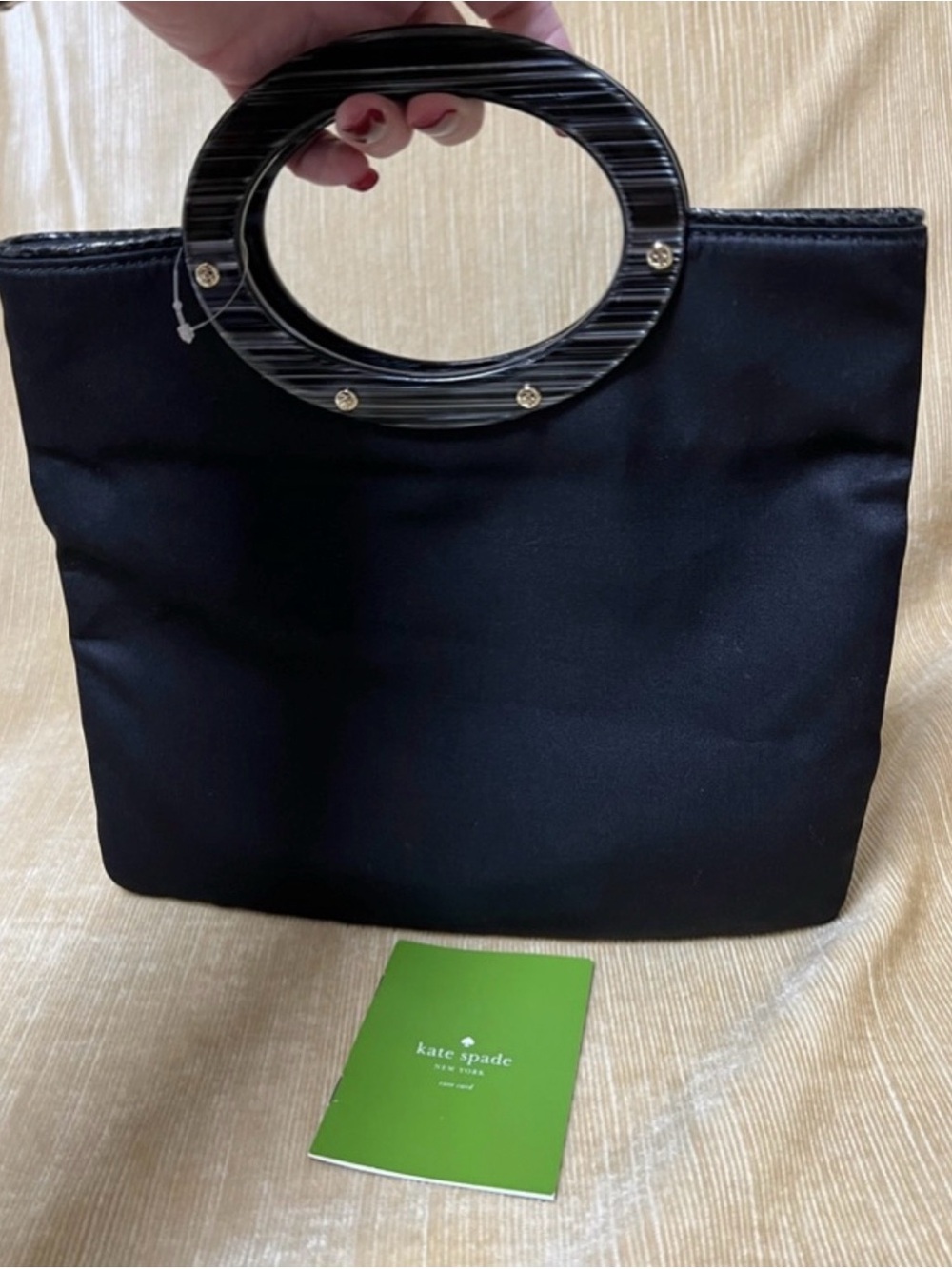 Kate Spade Rare Black/Satin Grey Marble Swirl Wristlet Clutch with Gold Accents